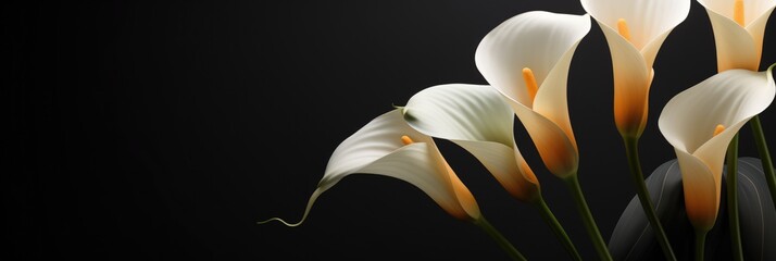 Chic Calla Lily Against Matte Black Contrast Palette for St Valentines Day Concept Background - obrazy, fototapety, plakaty