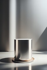 3d abstract scene geometry shape silver color podium for product display made with Generative AI