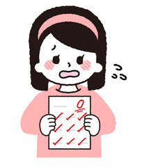 テストの結果。0点をとる子供。