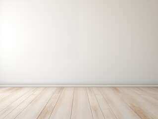 Empty room with wooden floor and white wall. Room mock-up for interior design