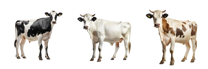 Set of cows on transparent background PNG