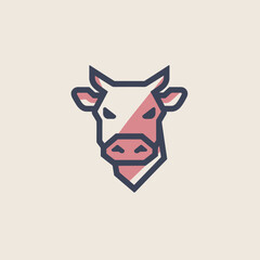 Bull Cow Logo Design, minimalist, outlined, simple