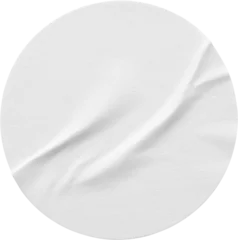 Fotobehang Blank white round paper sticker label isolated on white background © Piman Khrutmuang