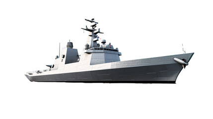 Modern warship on transparent background PNG - obrazy, fototapety, plakaty