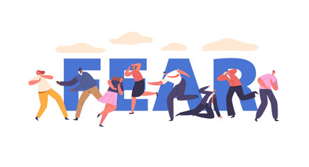 Terrified People Sprint, Breaths Quickening, Hearts Pounding, Fleeing From An Unseen Terror and Panic, Banner