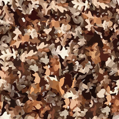 Realistic camouflage Seamless forest pattern. Branches and Oak leaves. Useable for hunting and wildlife photography purposes. Seamless vector illustration. Clothing style masking camo repeat print.