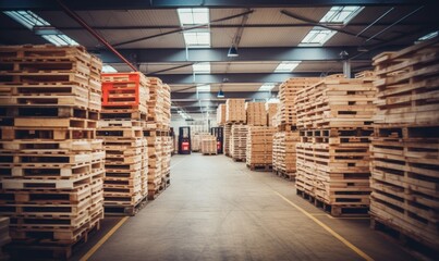 A Pallet-Filled Warehouse With Abundant, Sturdy, and Stackable Wooden Platforms