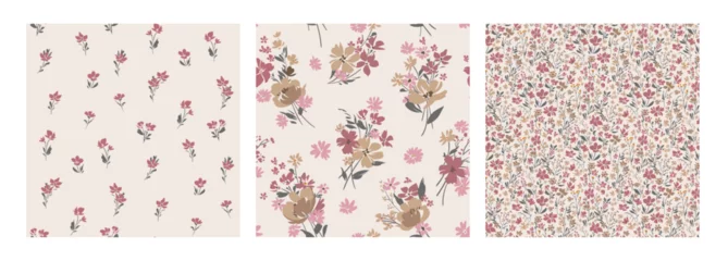 Tuinposter Floral seamless background for spring dress fabric © Maria