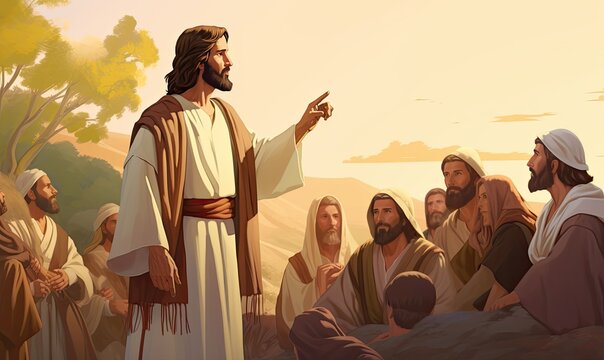 Jesus Conversing with Crowd