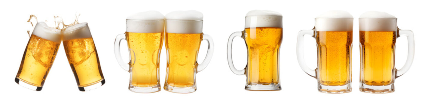 beer cheers isolated on a transparent PNG background, white background, Generative Ai