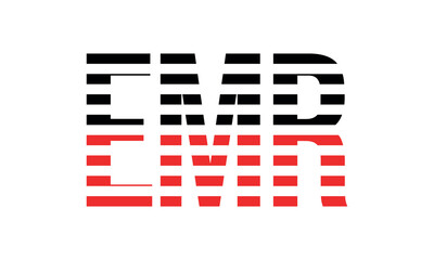 EMR three initial letter iconic line negative space minimal logo design vector template. monogram, abstract, wordmark, business, typography, minimalist, brand, company, flat, modern, unique, simple