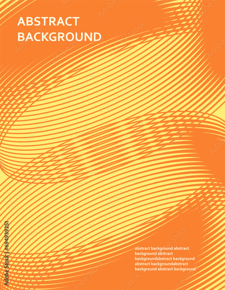Poster Abstract background. Yellow and orange colors, lines in dynamic effect. Isolated minimal geometric forms. Concentric circles or grid textures. Checkered and striped figure. Vector illustration