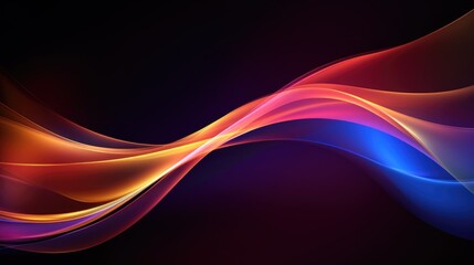 Glowing lines in bright neon colours on a dark background