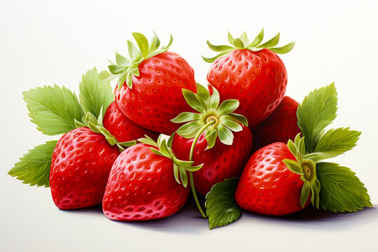 Watercolor Strawberry Delight on White Background 