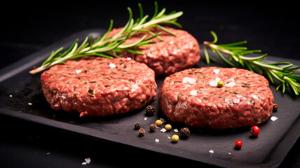 fresh beef burgers with spices