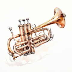 Naklejka premium watercolor Trumpet clipart, Generative Ai