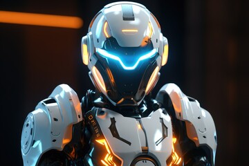 Fototapeta premium Modern futuristic robot with glowing eyes Ai generated