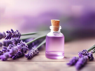 Purple lavender bouquet. Horizontal image with herbal for spa or medicine.
