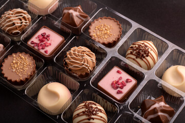 assortment, dessert - sweet food, chocolate, different, box, tasty, candy, sugar, gift, luxury, closeup
