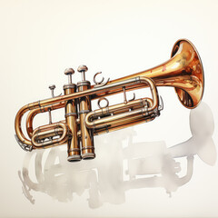 Fototapeta premium watercolor Trumpet clipart, Generative Ai