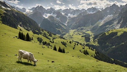 Fototapeta na wymiar cows on the mountain