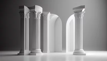 Fotobehang The beautiful white pillars concept, clean and minimalist background, Ai generated image © TrendyImages