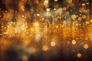Foto op Plexiglas Abstract blurred image of golden or copper glitter © faveteart