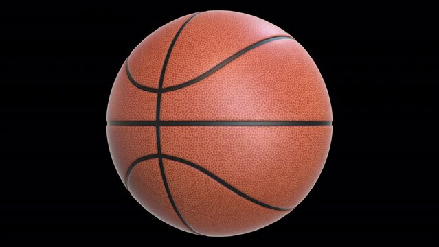 Basket ball rotates on the alpha channel background in a seamless loop.