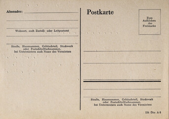 Uralte Postkarte Vordruck farblos, Versand , ohne Text, DDR