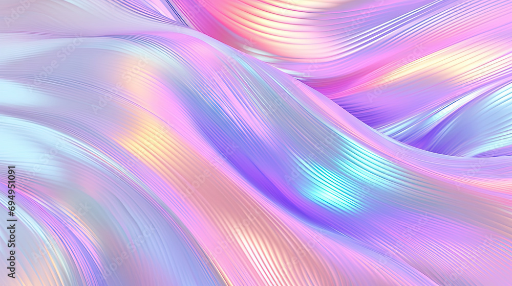 Aufkleber abstract holographic waves on the iridescent background. generated ai.