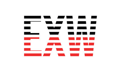 EXW three initial letter iconic line negative space minimal logo design vector template. monogram, abstract, wordmark, business, typography, minimalist, brand, company, flat, modern, unique, simple