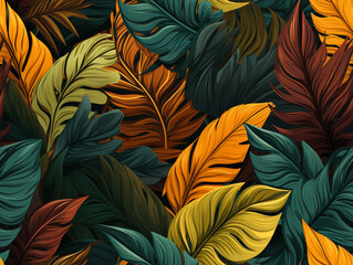 Large tropical foliage graphic as a background pattern template. Image with tile style.