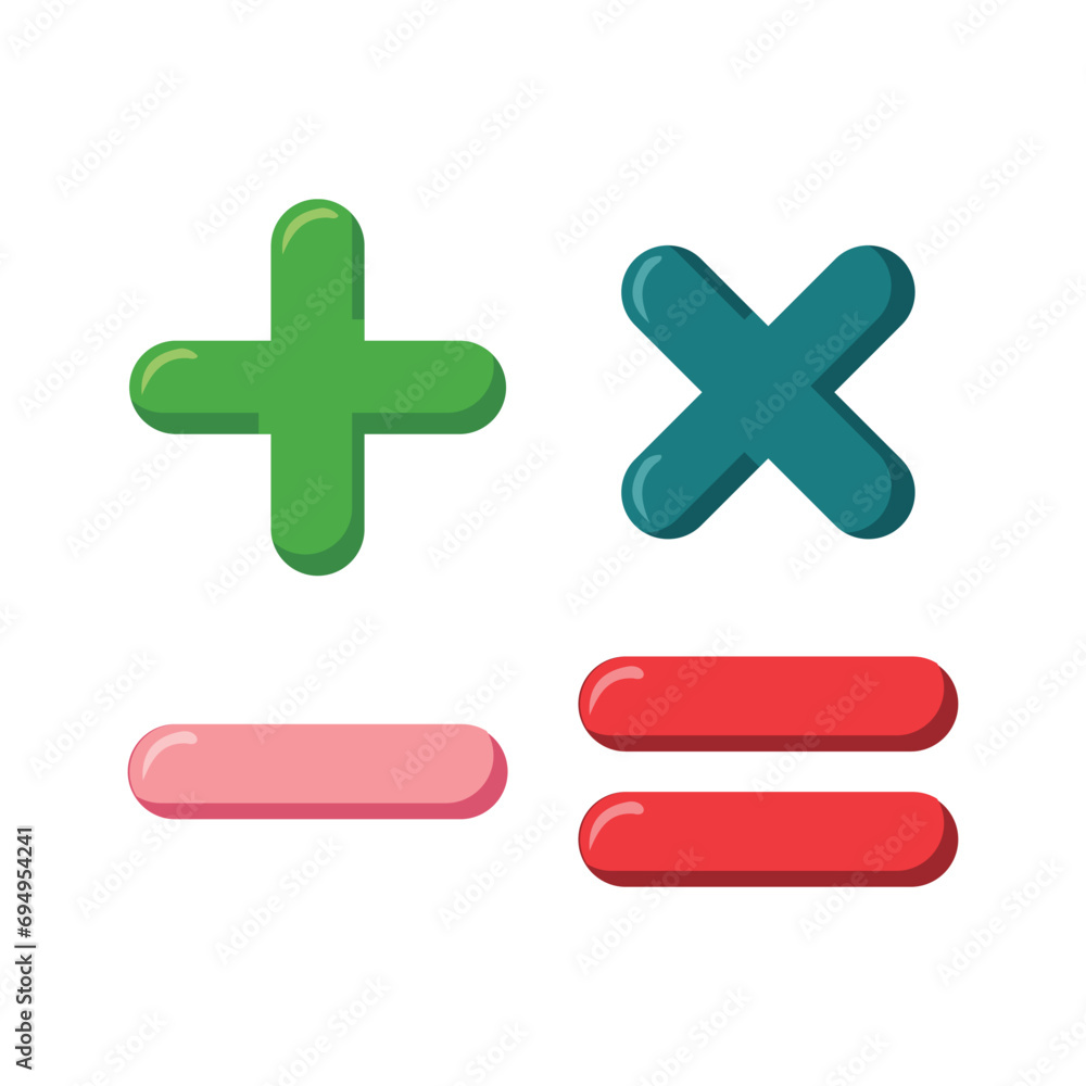 Poster plus and minus buttons. vector set of buttons for web design. ui design calculator, math for mobile 
