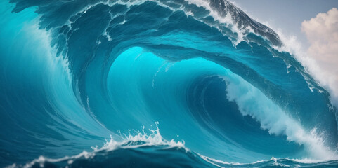 Abstract wavy water ocean background. Abstract ocean splashing waves. - obrazy, fototapety, plakaty