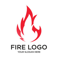 Fire logo design simple concept Premium Vector