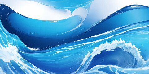 Abstract blue ocean sea surface water wave and curve line background. Vector illustration.