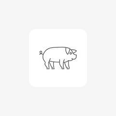 Pig thin line vector icon, outline icon, pixel perfect icon