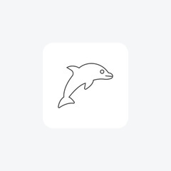 Dolphin thin line vector icon, outline icon, pixel perfect icon