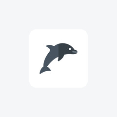 Dolphin flat color vector icon, pixel perfect icon