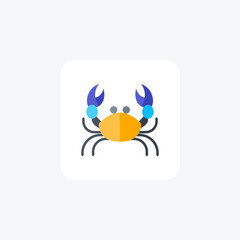 Crab flat color vector icon, pixel perfect icon