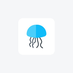 Jellyfish flat color vector icon, pixel perfect icon