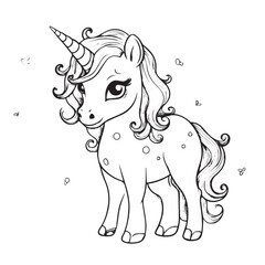 coloring book with cute unicorn
