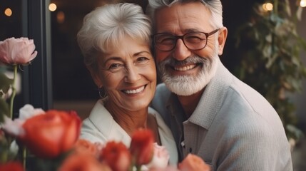 couple senior family smile and happy activity together, cuddling, warm hugs, senior or adult love, married couple, warm family. Husband and wife in love so fun in important days, celebrating