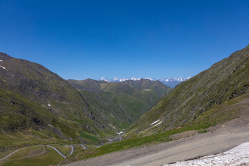 Georgia mountain Tusheti landscape on a sunny autumn day