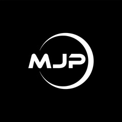 MJP letter logo design with black background in illustrator, cube logo, vector logo, modern alphabet font overlap style. calligraphy designs for logo, Poster, Invitation, etc.