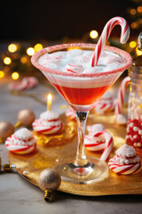Candy Cane Rimmed Peppermint Martini