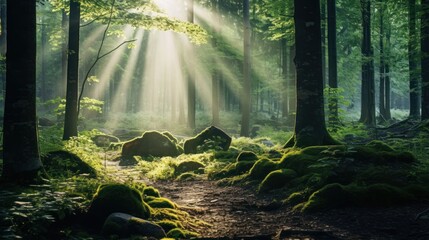 Beautiful morning in a magical summer forest. Beautiful morning in the forest