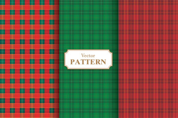 Set vector checkered pattern or plaid pattern in red and green. Tartan, textured seamless for flannel shirts,  tablecloth, dress, skirt, napkin or holiday textile design. Other Easter Vector Format.