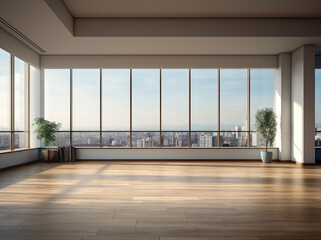 Fototapeta premium 3d render of a cleaned office buliding flat - interior concept.