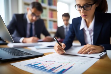 Step into the world of education as this captivating photo showcases a Pedagogue in a well-equipped classroom. With a warm and friendly smile